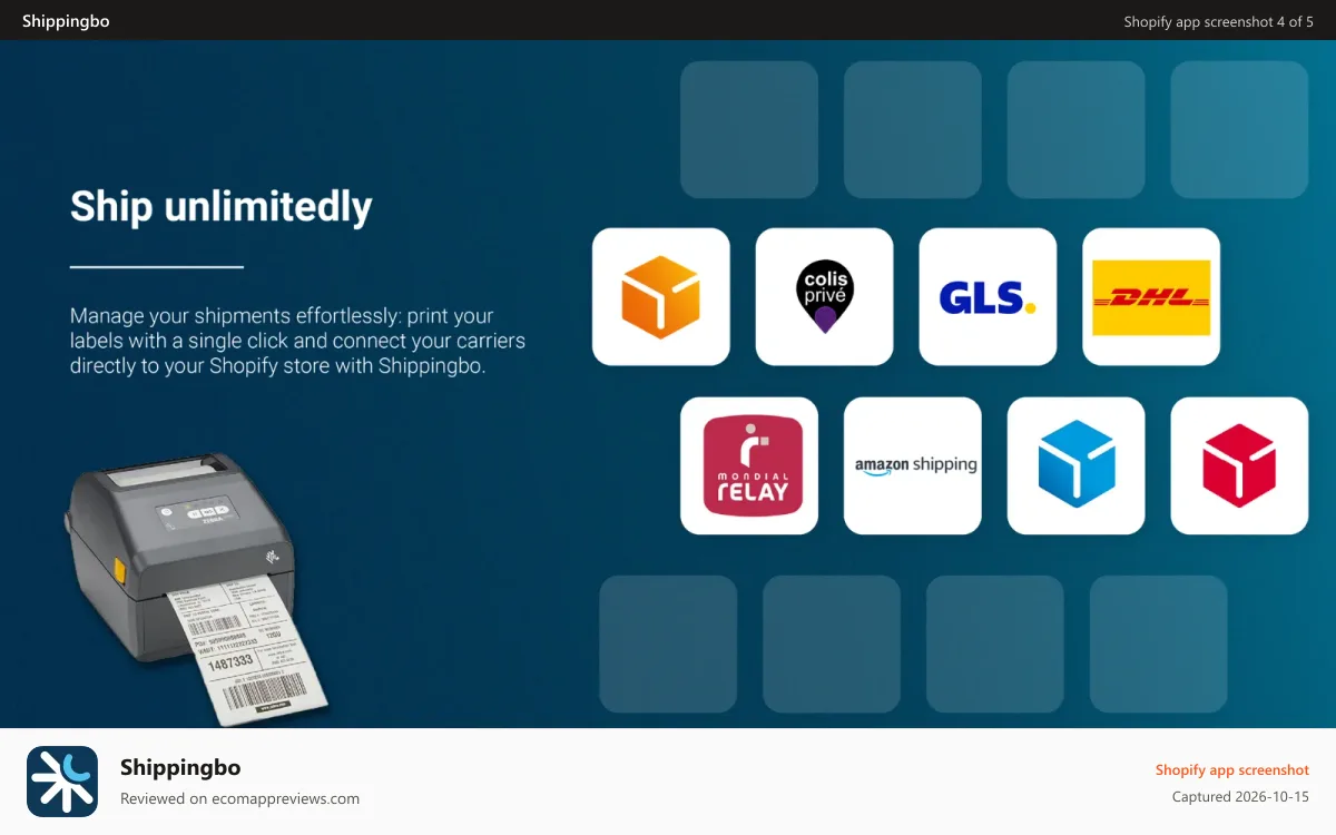 Shippingbo Shopify app screenshot: Ship without limits