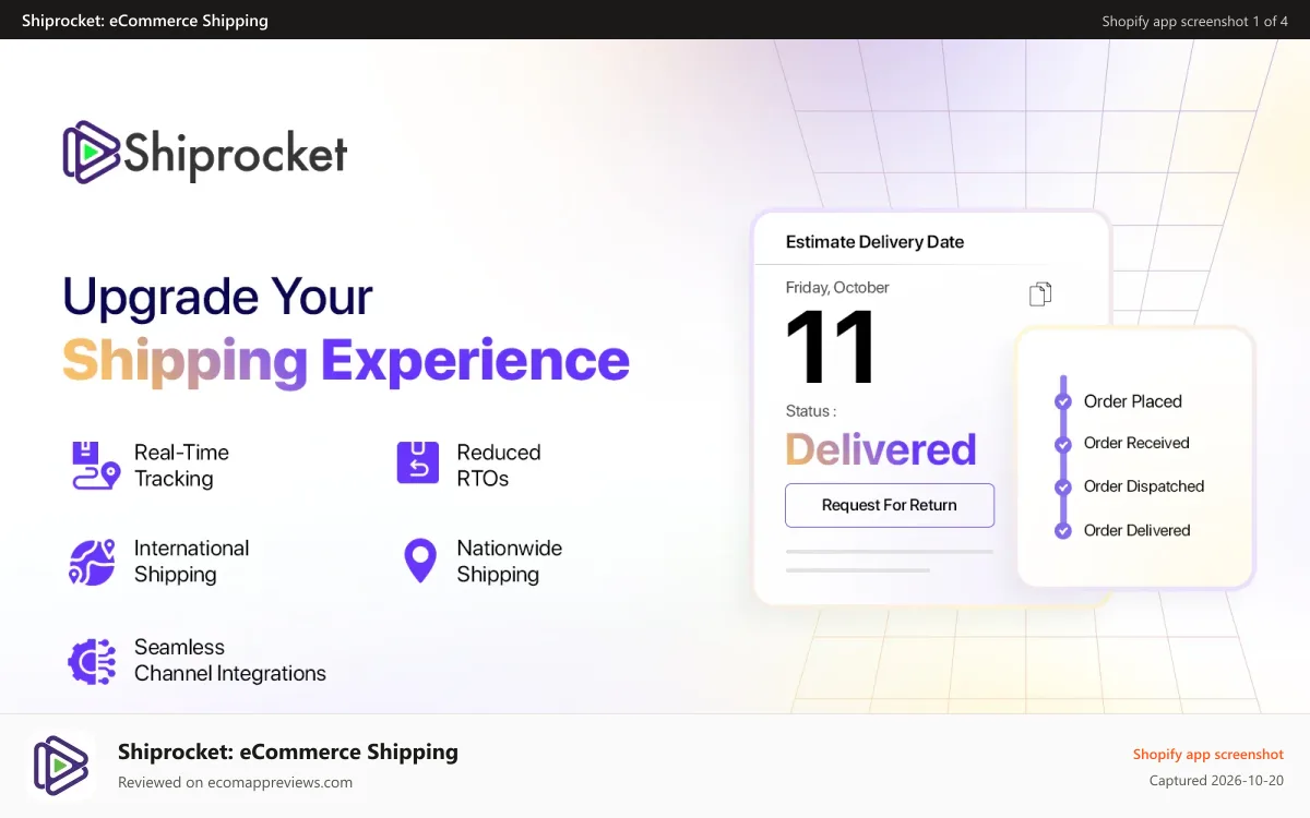 Shiprocket: eCommerce Shipping Shopify app screenshot: Upgraded Shipping Experience