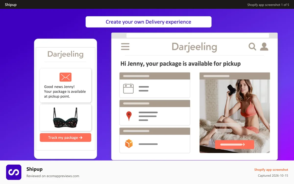 Shipup Shopify app screenshot: Create your own Delivery experience