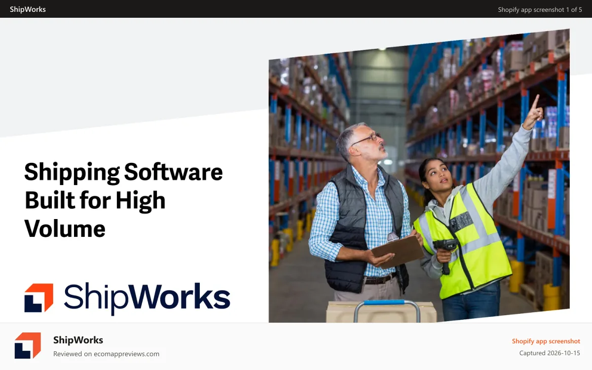 ShipWorks Shopify app screenshot: ShipWorks