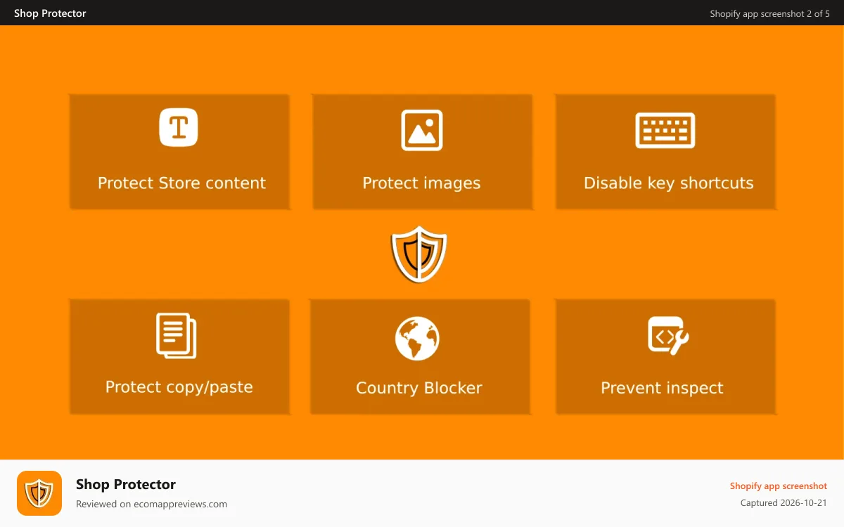 Shop Protector Shopify app screenshot: shop protector