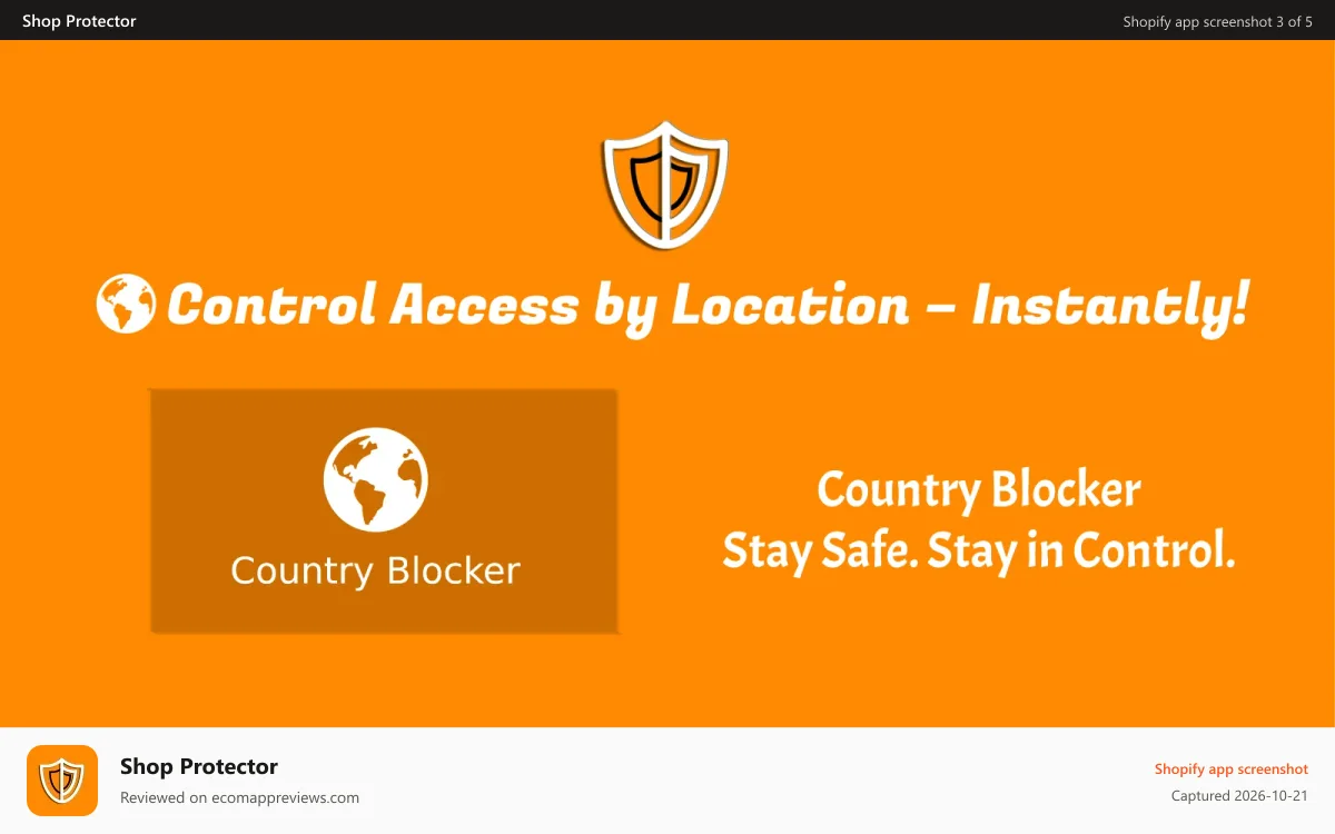 Shop Protector Shopify app screenshot: shop protector country blocker