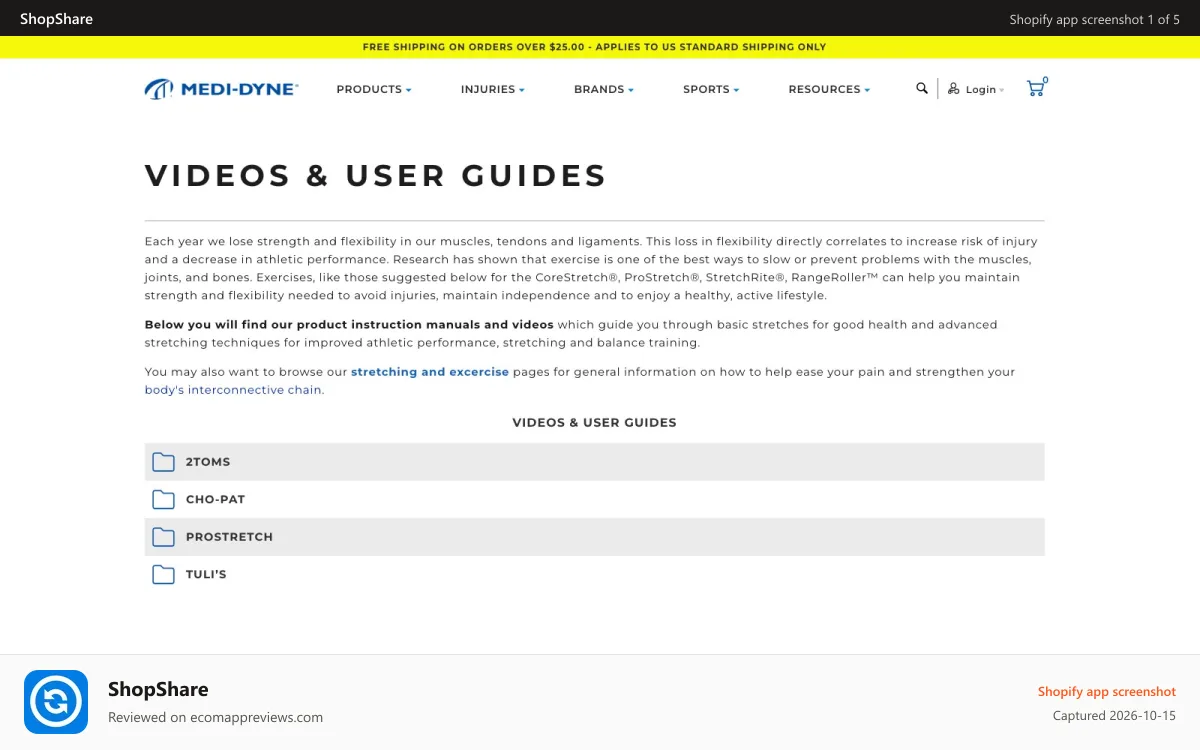 ShopShare Shopify app screenshot: Digital Downloads - Videos and User Guides
