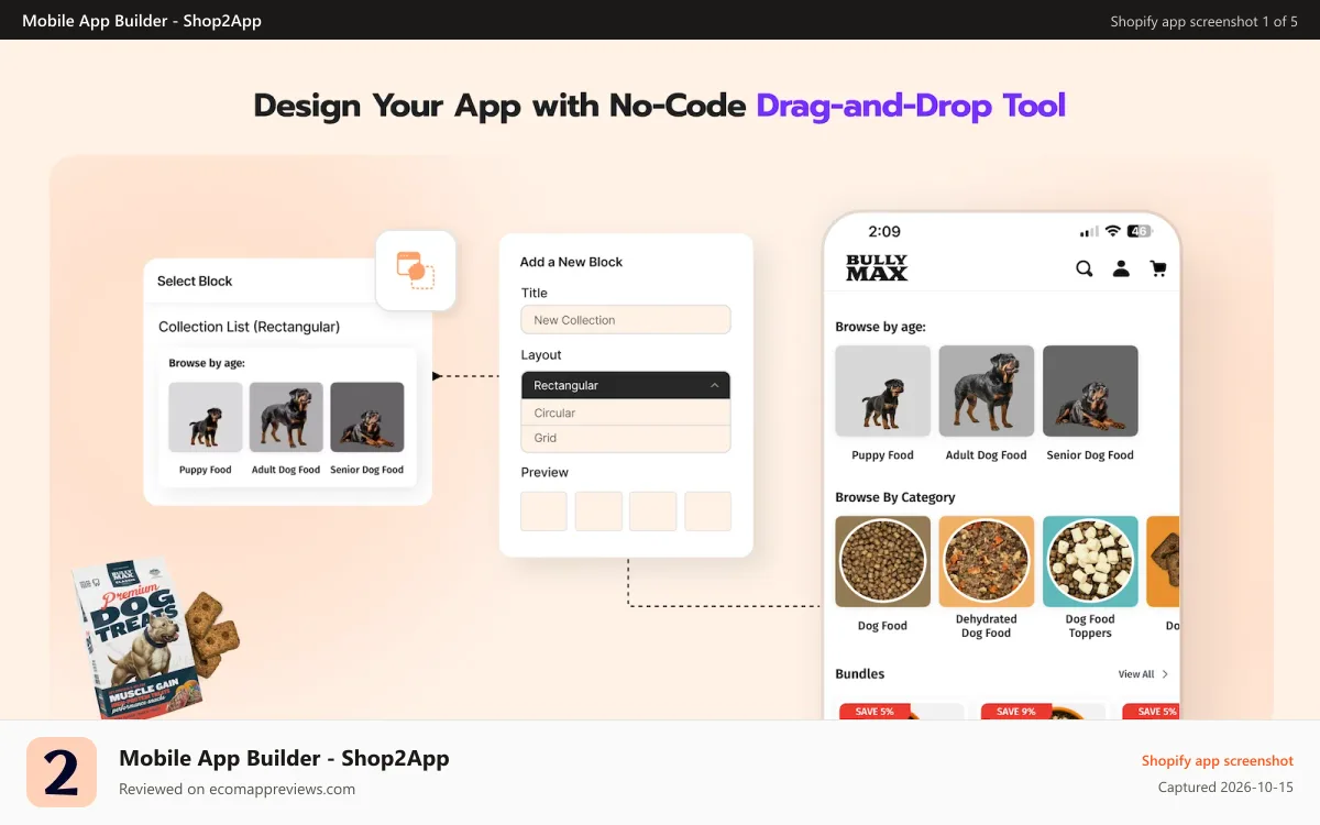 Mobile App Builder ‑ Shop2App Shopify app screenshot: Mobile App Builder for Shopify Brands