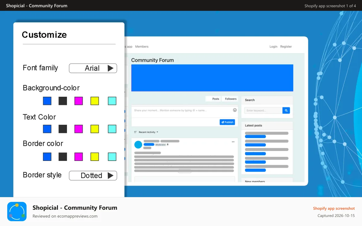 Shopicial ‑ Community Forum Shopify app screenshot: Community forum