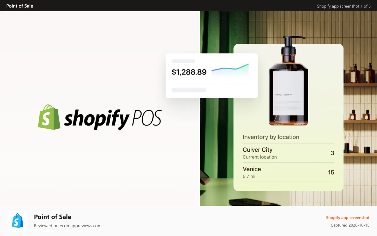 Point of Sale Shopify app screenshot: Shopify POS app available on iOS and Android devices