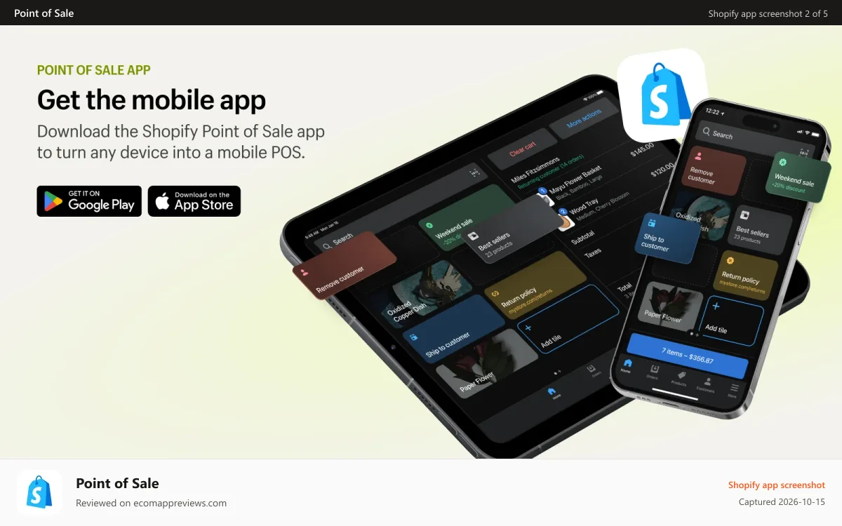 Point of Sale Shopify app screenshot: Point of Sale app