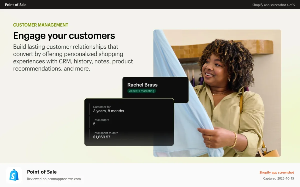 Point of Sale Shopify app screenshot: Engaging customers