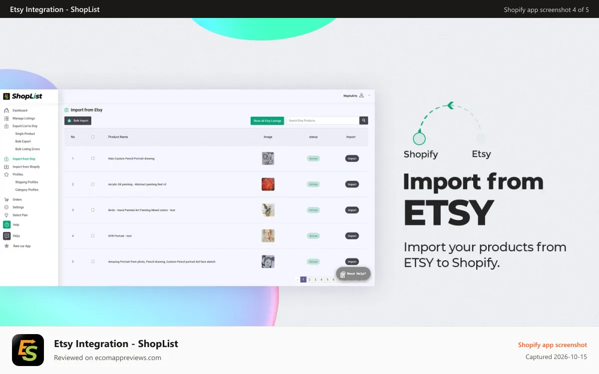Etsy Integration ‑ ShopList Shopify app screenshot: Import products from ETSY to Shopify - Etsy Import