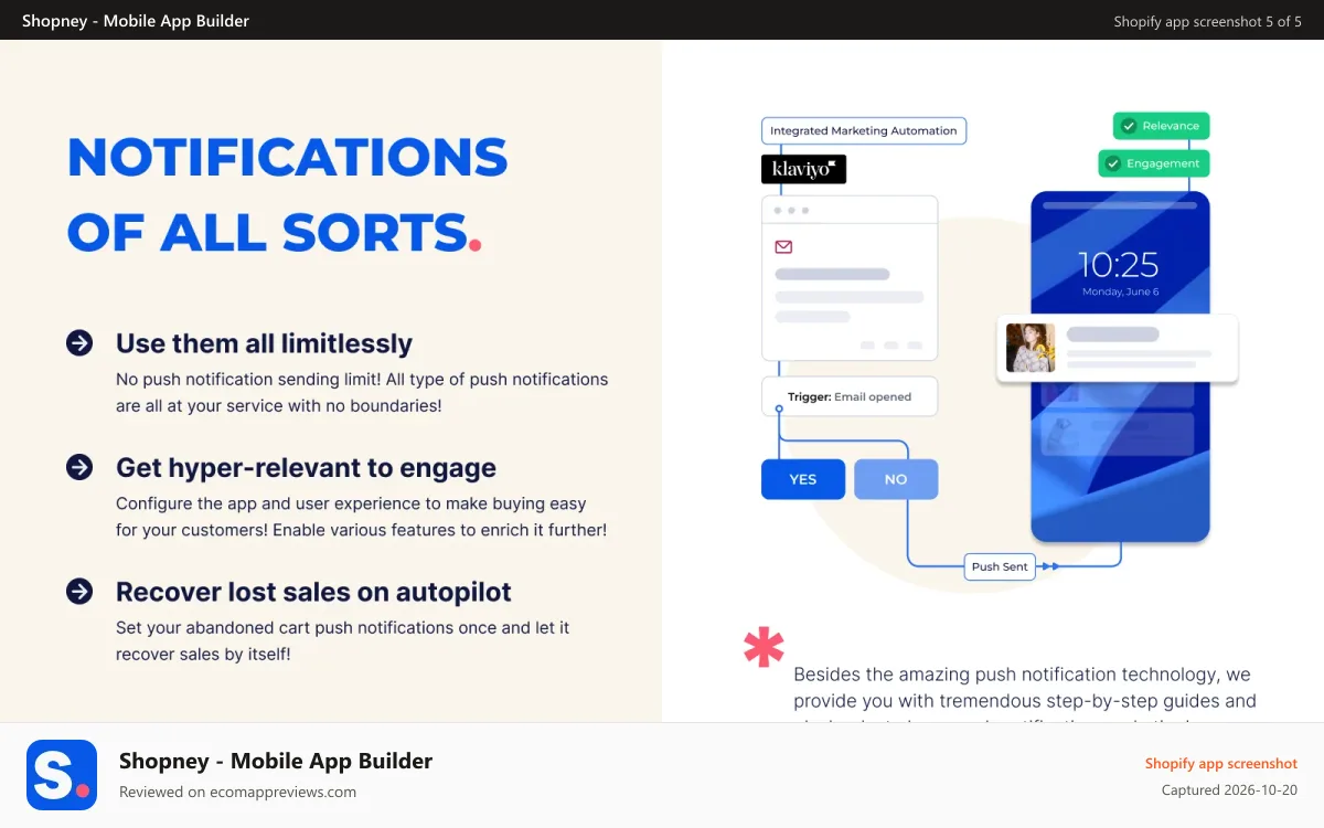 Shopney ‑ Mobile App Builder Shopify app screenshot: Convert Shopify store into mobile app with best shopify app