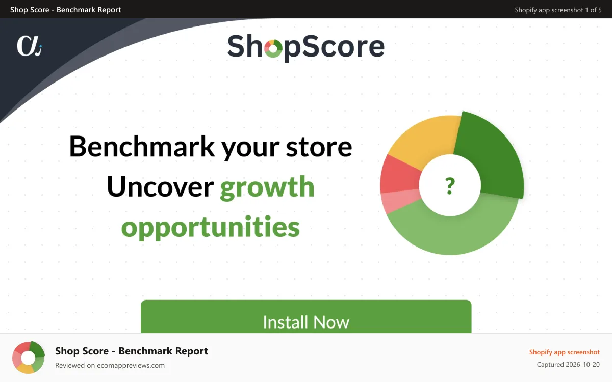 Shop Score ‑ Benchmark Report Shopify app screenshot: ShopScore: Measure your performance against competitors