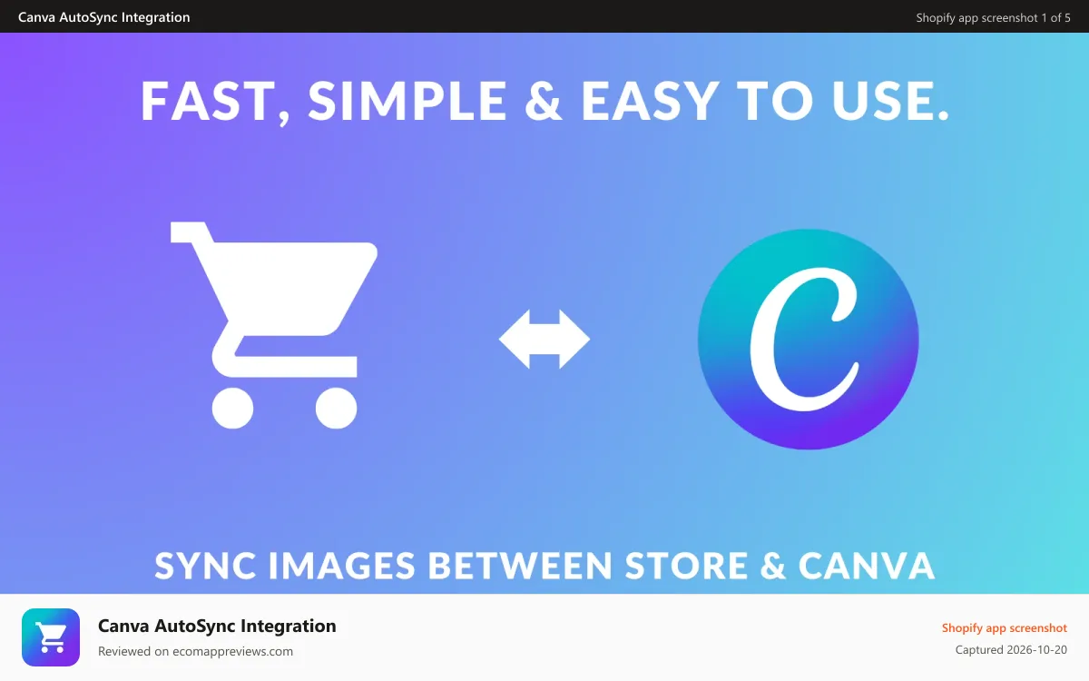 Canva AutoSync Integration Shopify app screenshot: Find Store Images in Canva