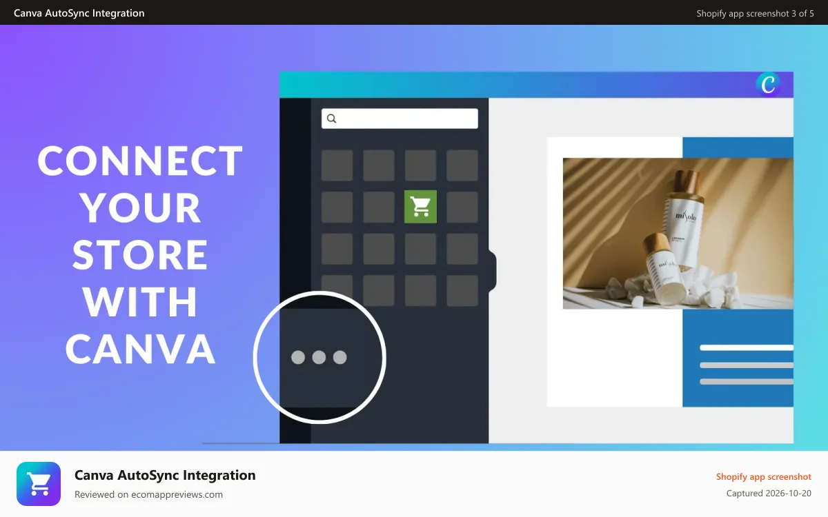 Canva AutoSync Integration Shopify app screenshot: Connect Your Store with Canva.