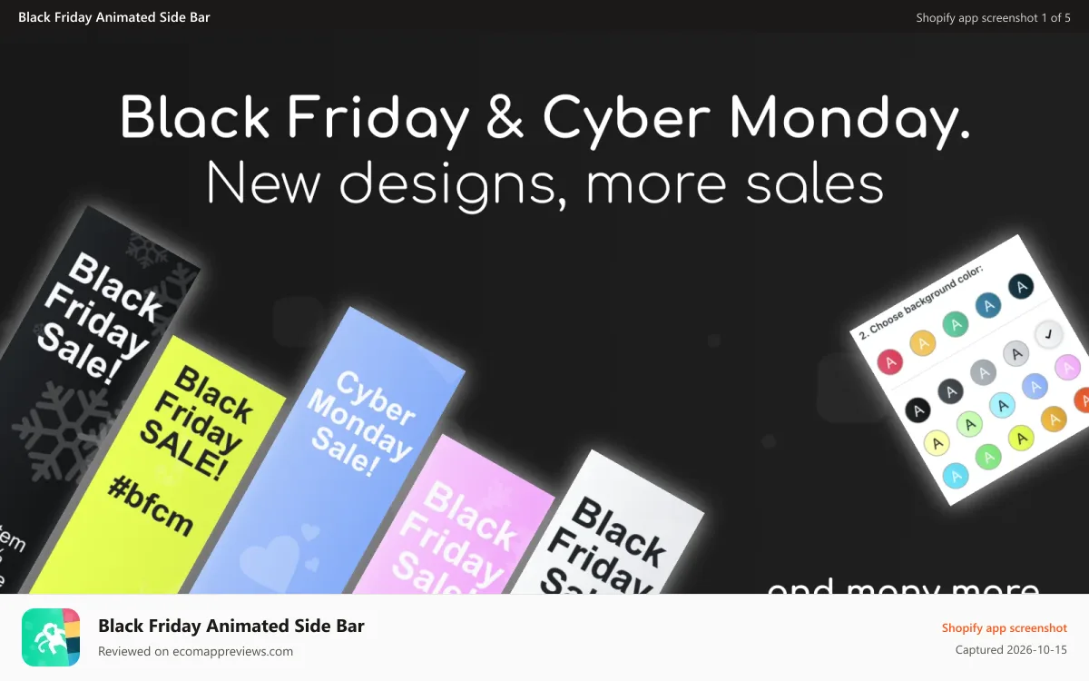 Black Friday Animated Side Bar Shopify app screenshot: Black Friday promotion banner - increase black friday sales