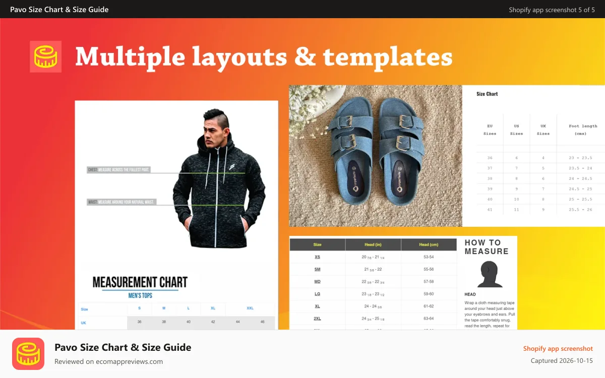 Pavo Size Chart & Size Guide Shopify app screenshot: Easy Size Chart & Size Guide 04