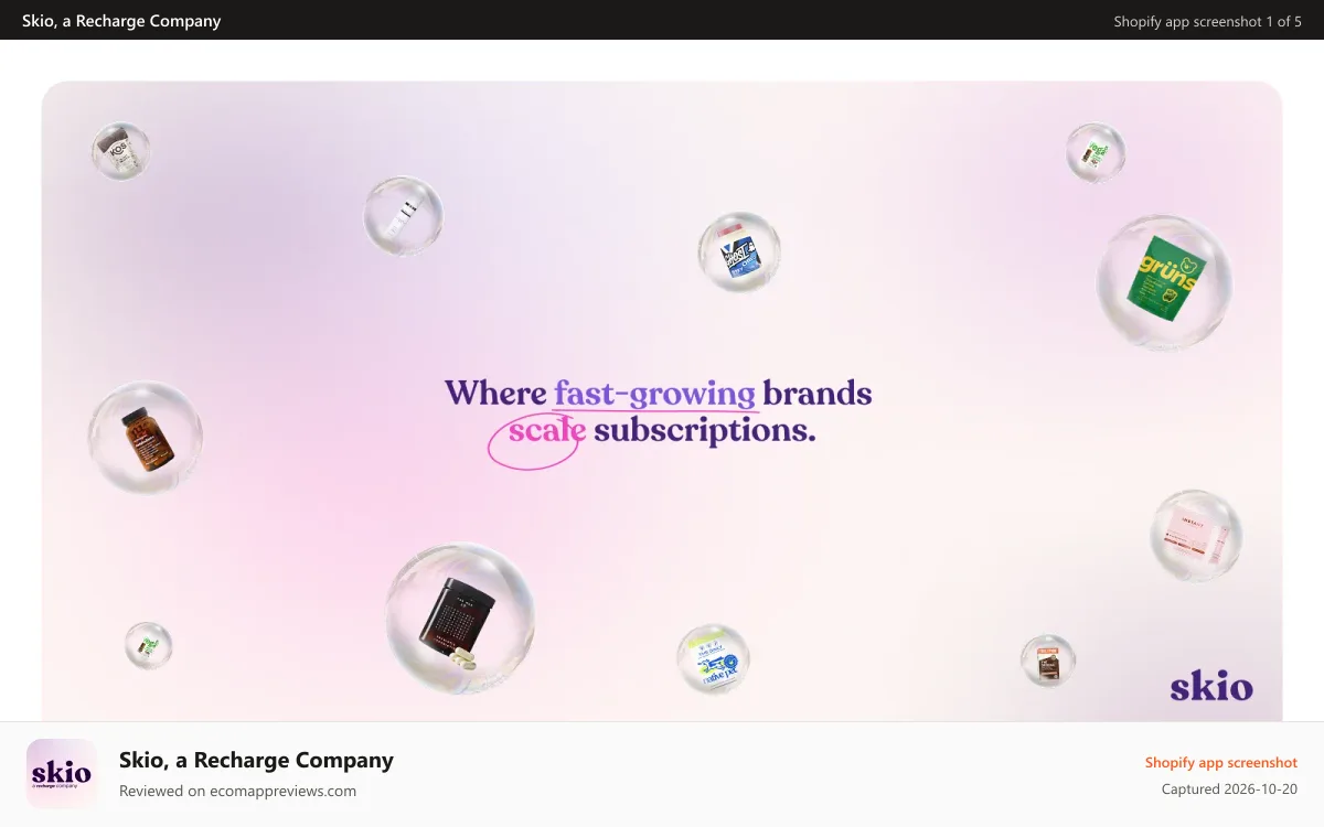 Skio, a Recharge Company Shopify app screenshot: Brands using Skio