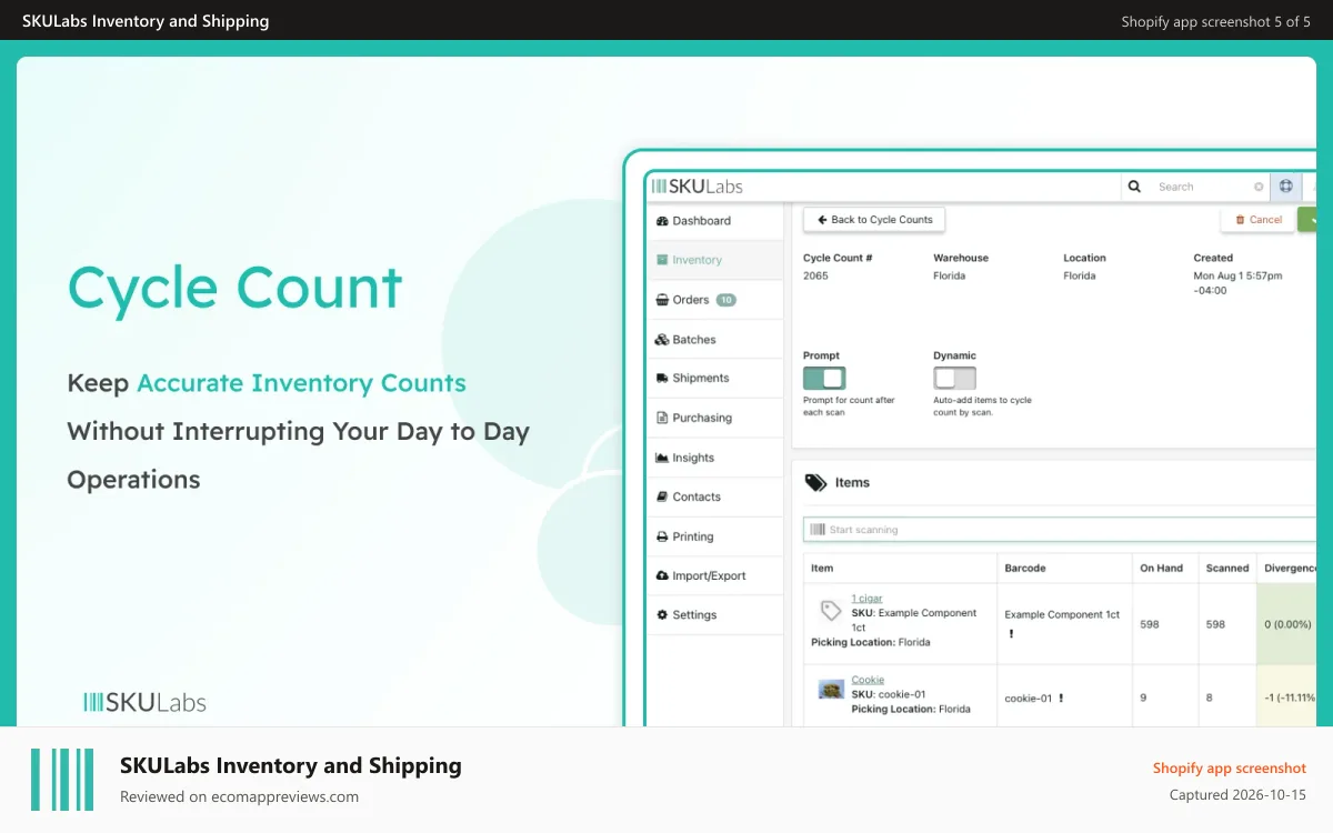 SKULabs Inventory and Shipping Shopify app screenshot: Accurate inventory made easy
