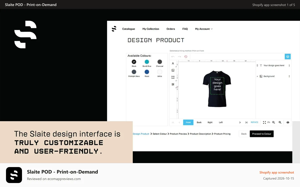 Slaite POD ‑ Print‑on‑Demand Shopify app screenshot: Truly customizable and user friendly interface