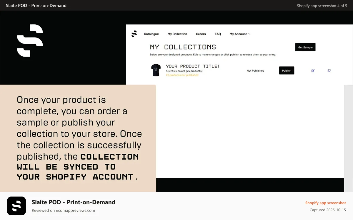 Slaite POD ‑ Print‑on‑Demand Shopify app screenshot: Sync Slaite to Shopify