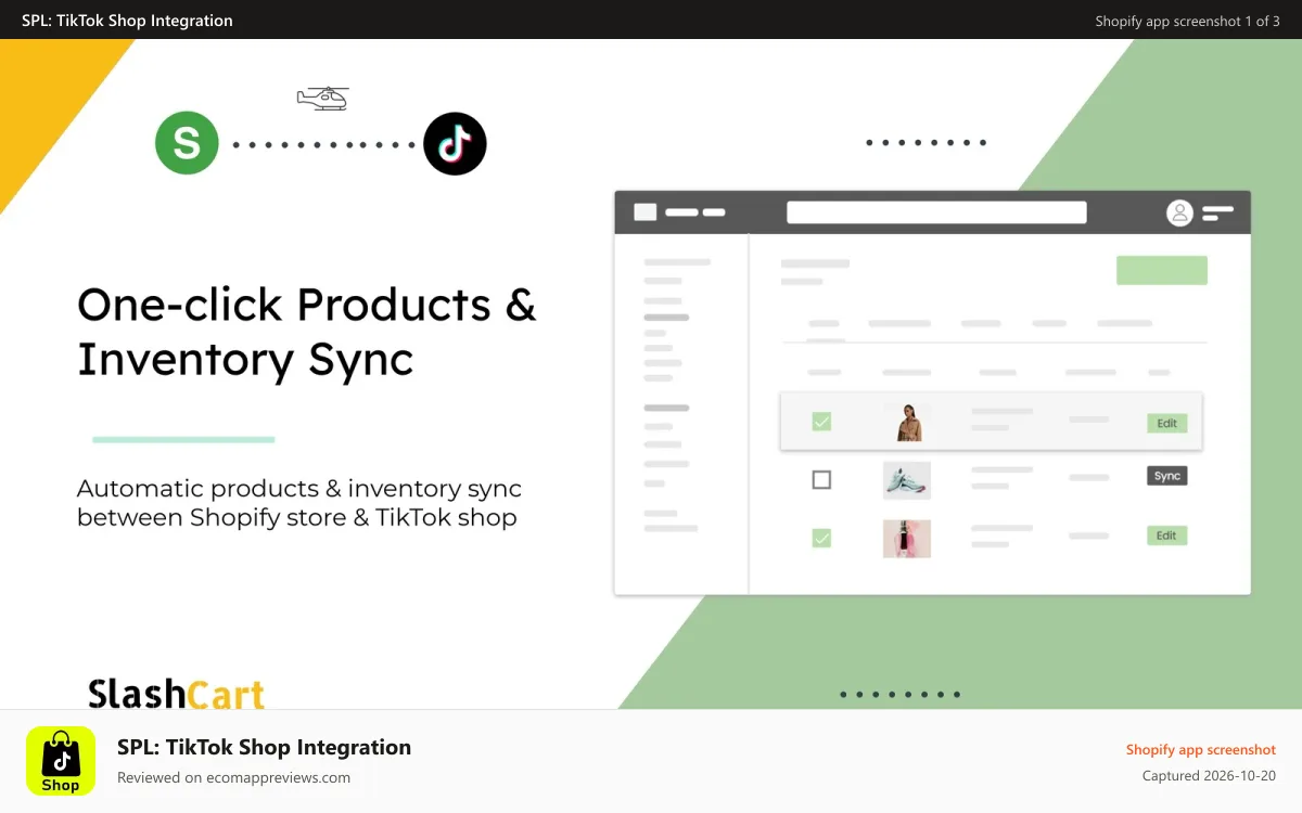 SPL: TikTok Shop Integration Shopify app screenshot: TikTok Shop Sync