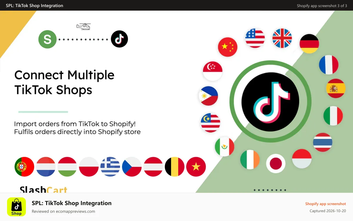 SPL: TikTok Shop Integration Shopify app screenshot: Multiple TikTok shop connection