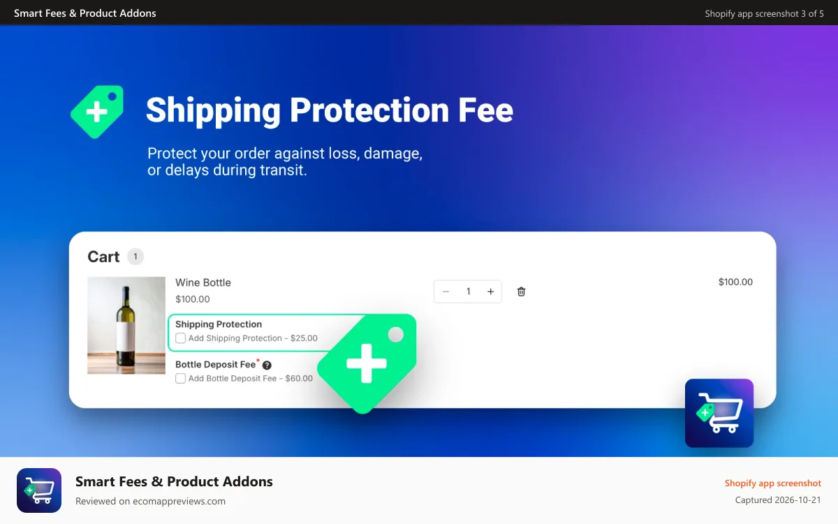 Smart Fees & Product Addons Shopify app screenshot: Smart Fees & Add-Ons Banner 2