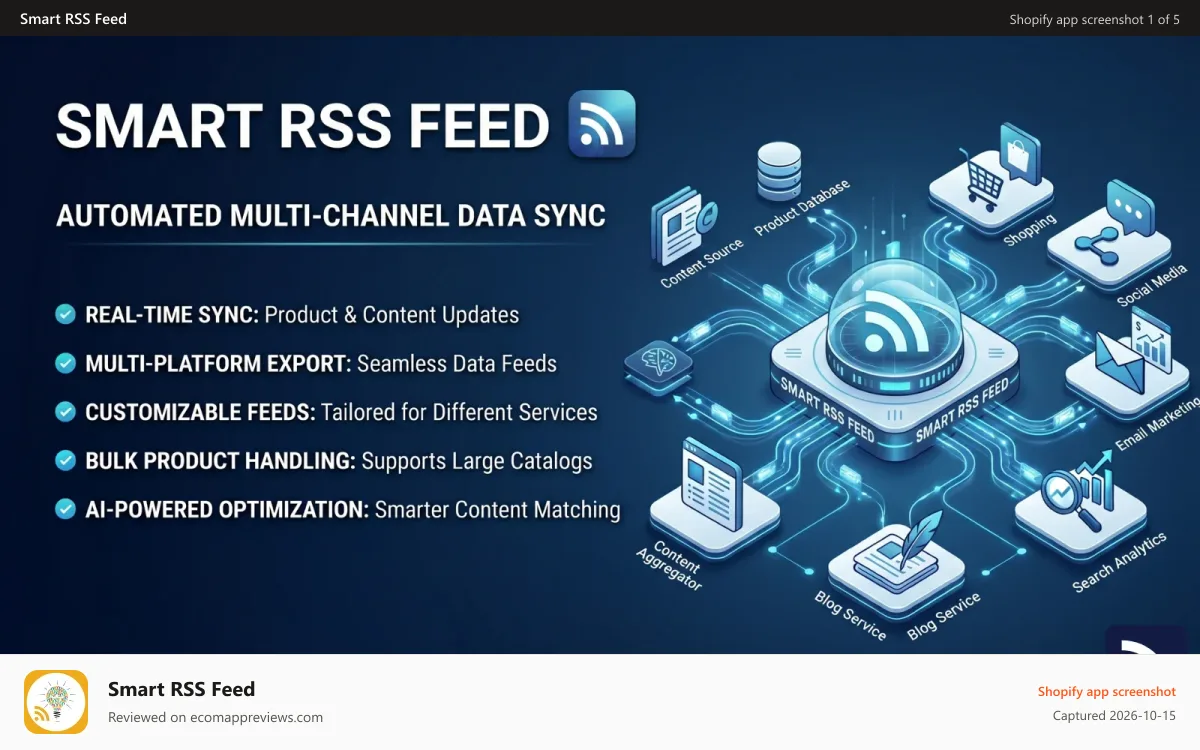 Smart RSS Feed Shopify app screenshot: Smart RSS Feed