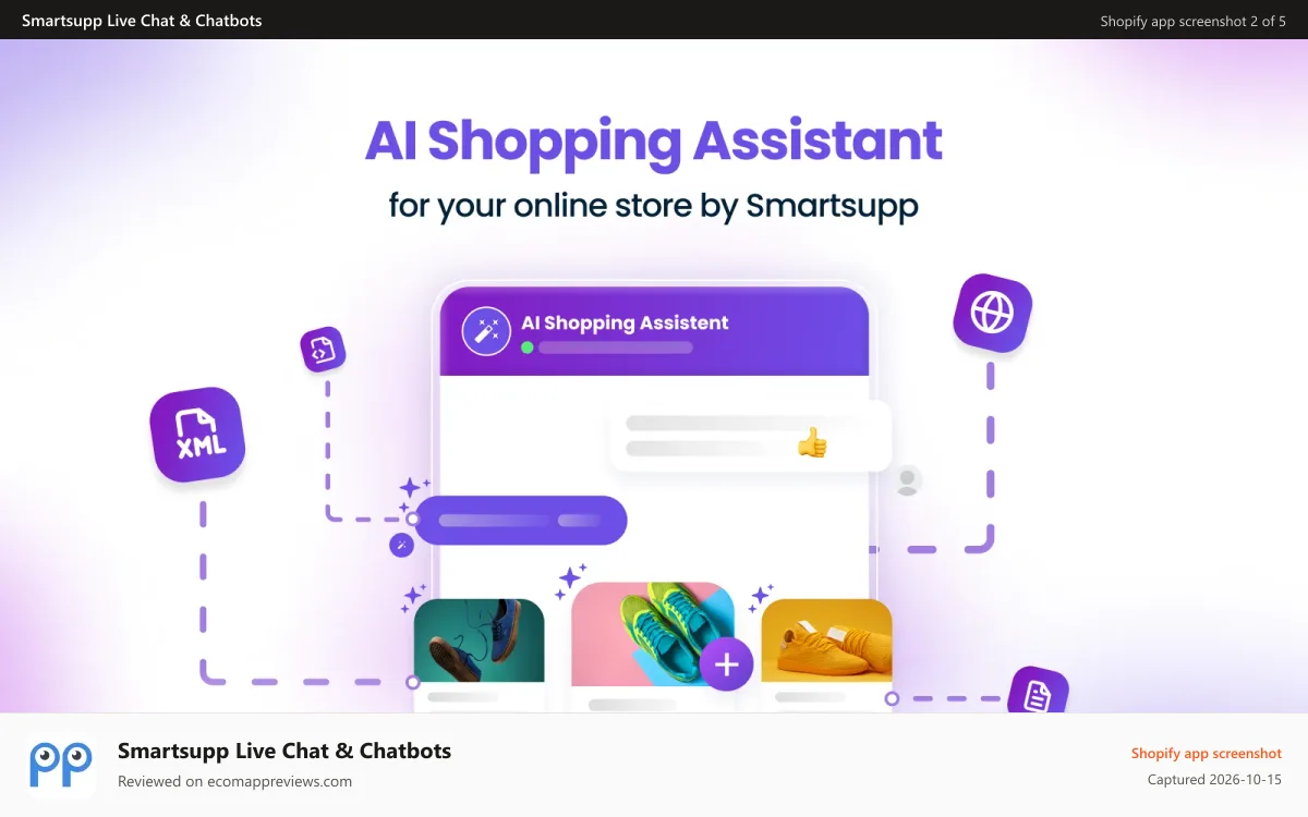 Smartsupp Live Chat & Chatbots Shopify app screenshot: Simplify your workflow with MIRA AI shopping assistant .