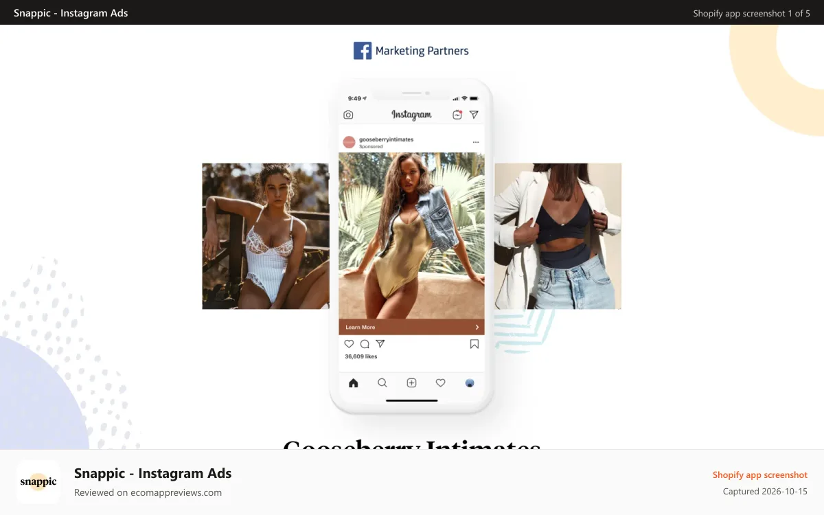 Snappic ‑ Instagram Ads Shopify app screenshot: Storefront view 1