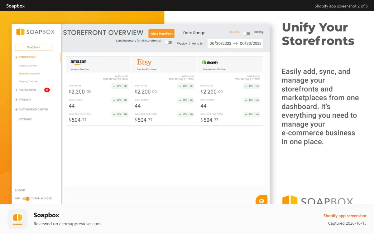 Soapbox Shopify app screenshot: Shipping platform and operating management system