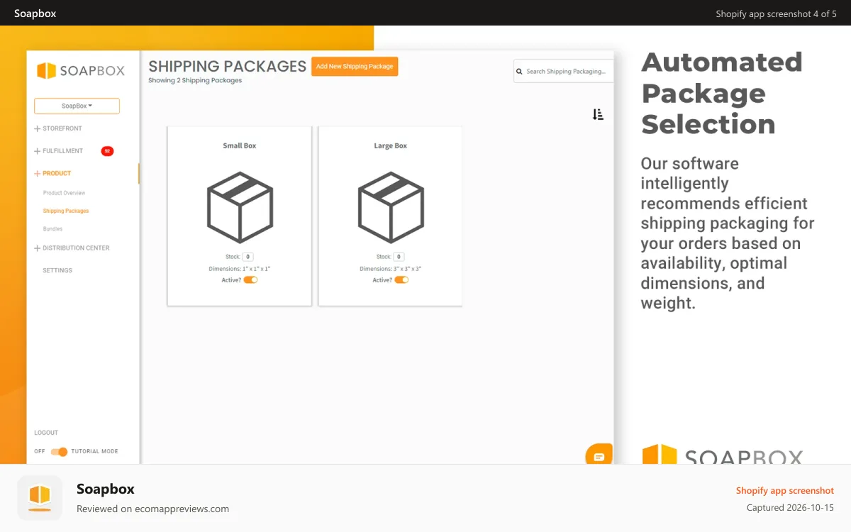Soapbox Shopify app screenshot: Fulfillment discounts with optimized packaging