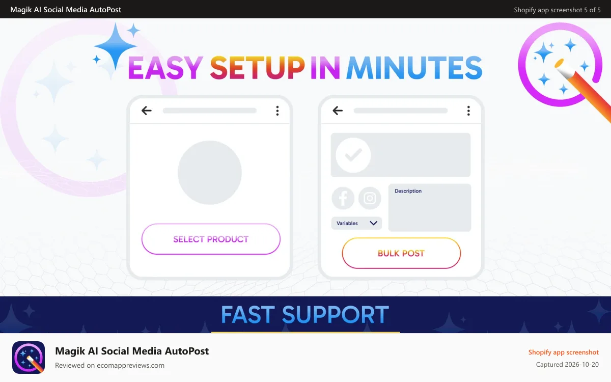 Magik AI Social Media AutoPost Shopify app screenshot: create post