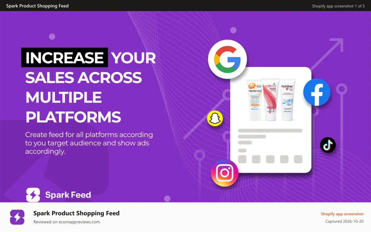 Spark Product Shopping Feed Shopify app screenshot: ScreenShot1