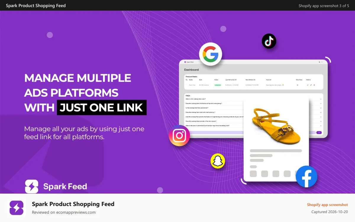 Spark Product Shopping Feed Shopify app screenshot: ScreenShot4