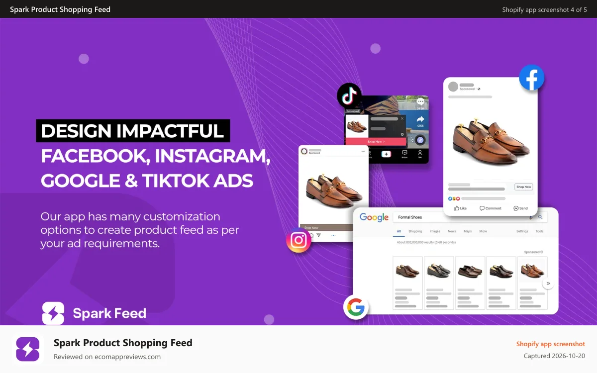 Spark Product Shopping Feed Shopify app screenshot: ScreenShot6