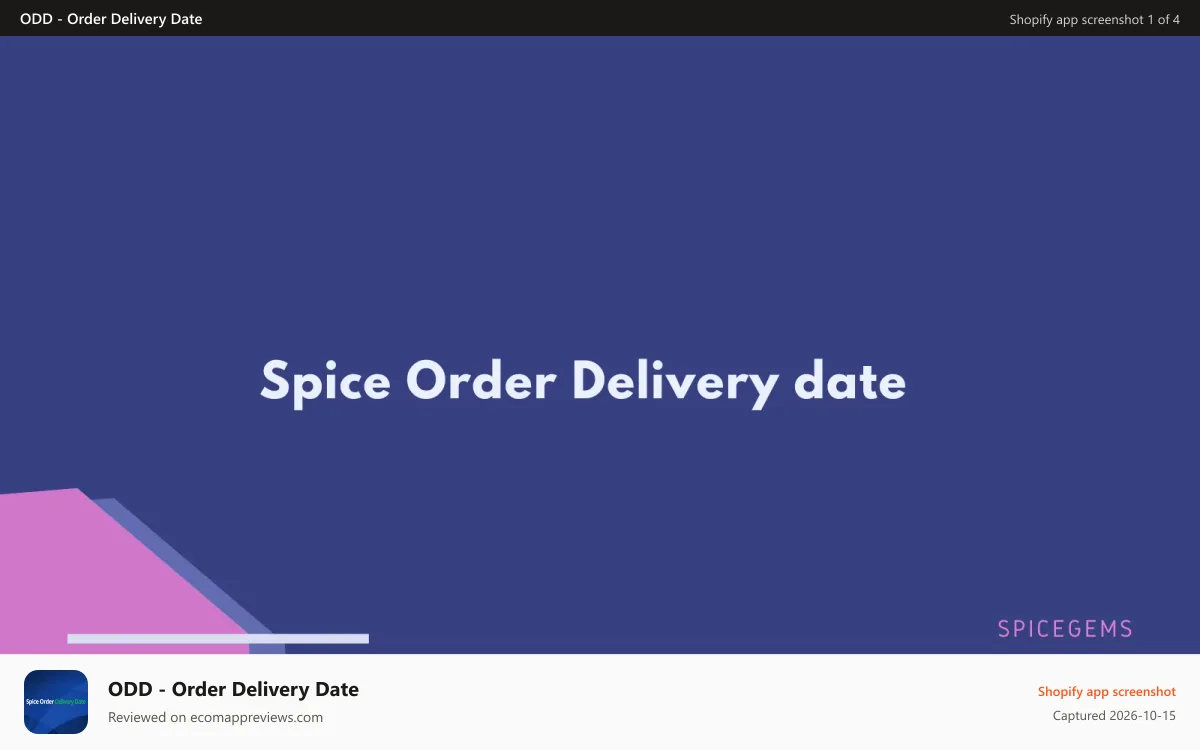 ODD ‑ Order Delivery Date Shopify app screenshot: Order Delivery Date Picker