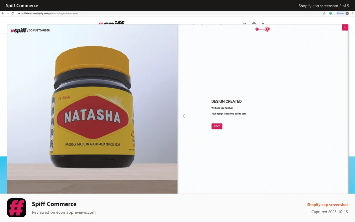 Spiff Commerce Shopify app screenshot: Custom labeling for the FMCG/CPG industry