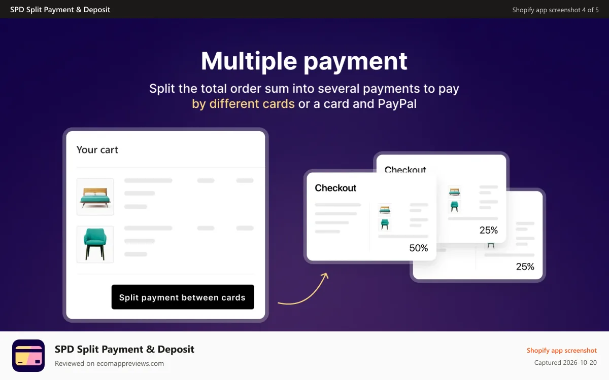 SPD Split Payment & Deposit Shopify app screenshot: shopify split payments