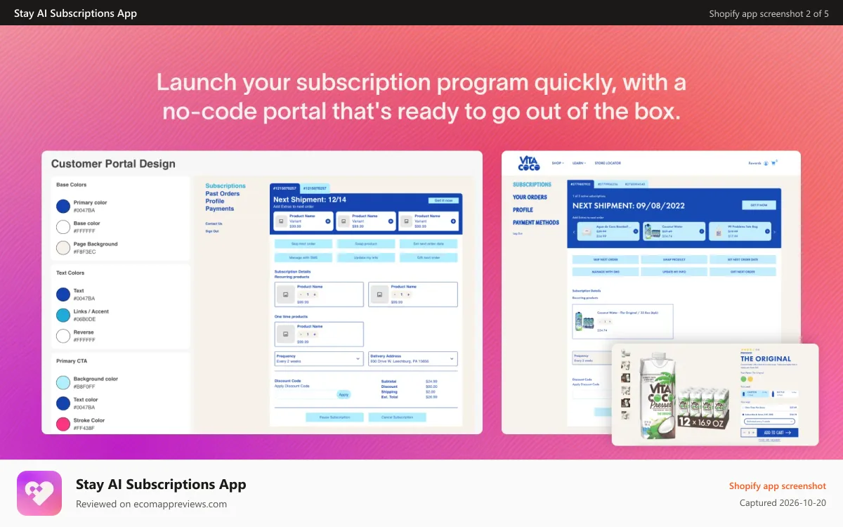 Stay AI Subscriptions App Shopify app screenshot: Customer Portal