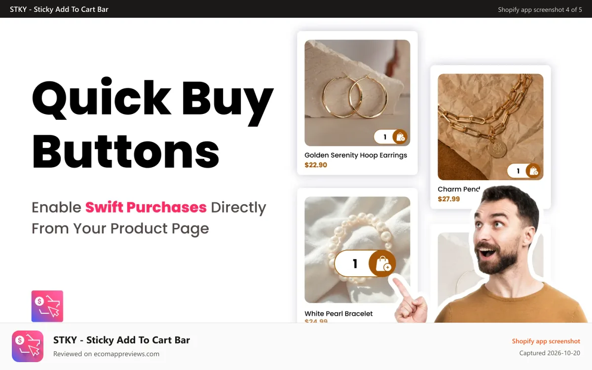STKY ‑ Sticky Add To Cart Bar Shopify app screenshot: Quick Buy Buttons