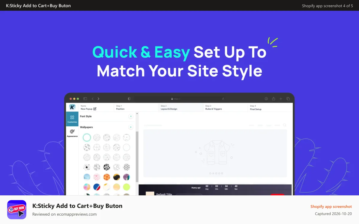 K:Sticky Add to Cart+Buy Buton Shopify app screenshot: sticky_add_to_cart_customizer