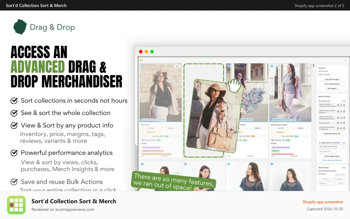 Sort'd Collection Sort & Merch Shopify app screenshot: Drag and drop sort collections