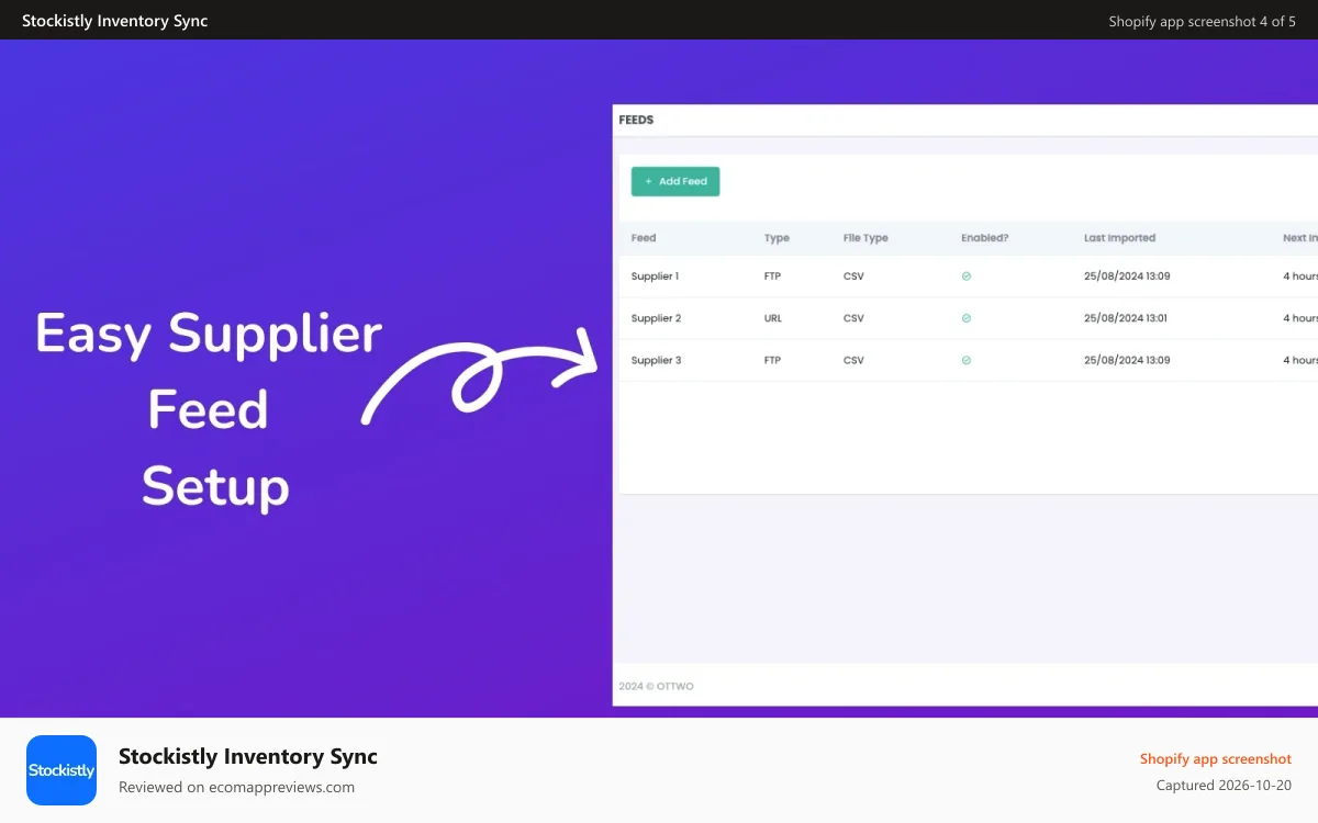 Stockistly Inventory Sync Shopify app screenshot: inventory sync from dropship suppliers
