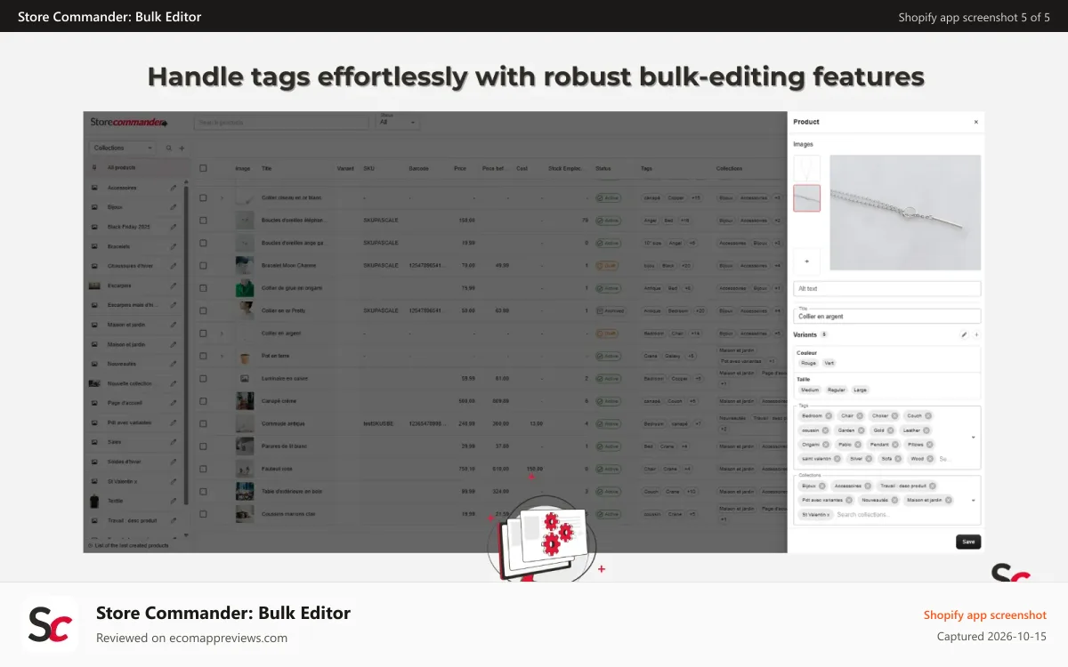 Store Commander: Bulk Editor Shopify app screenshot: Handle tags effortlessly with robust bulk-editing features