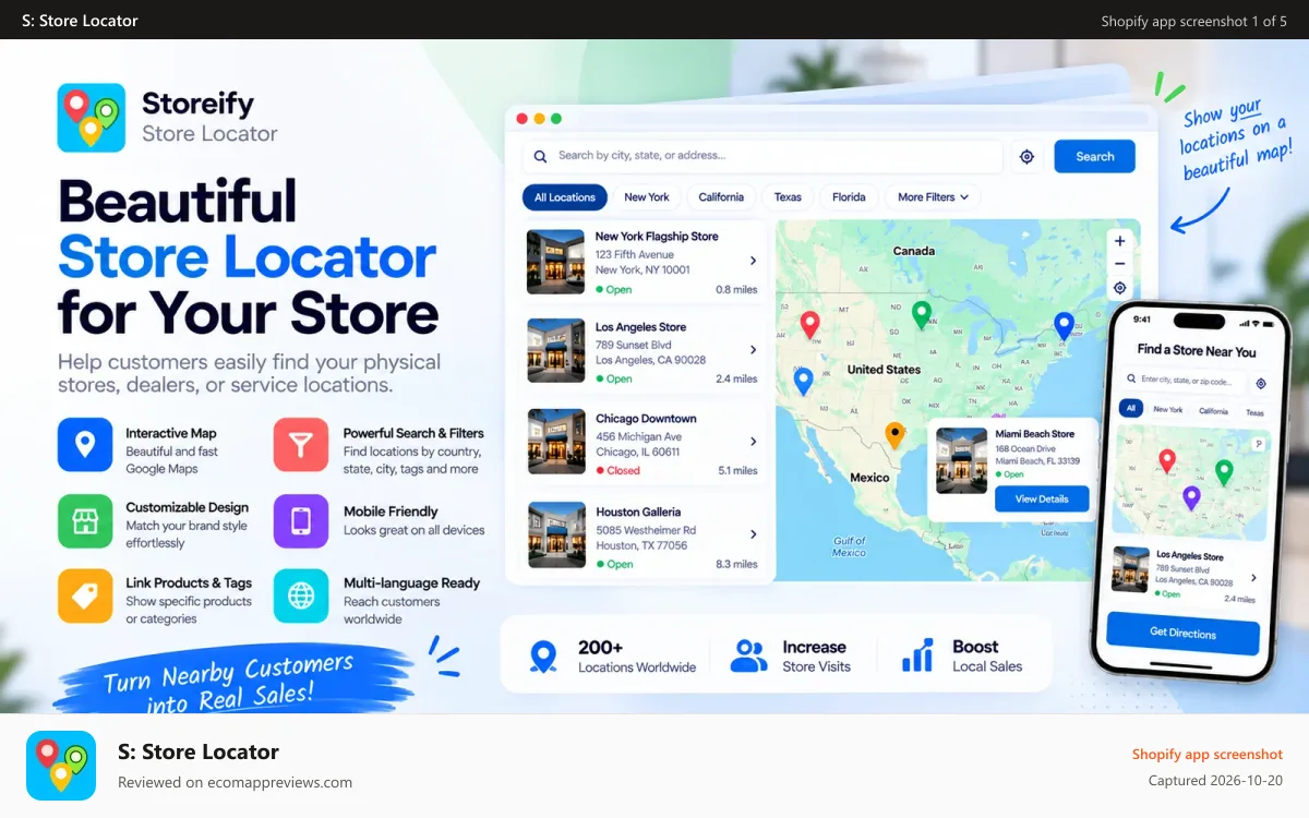 S: Store Locator Shopify app screenshot: Store Locator
