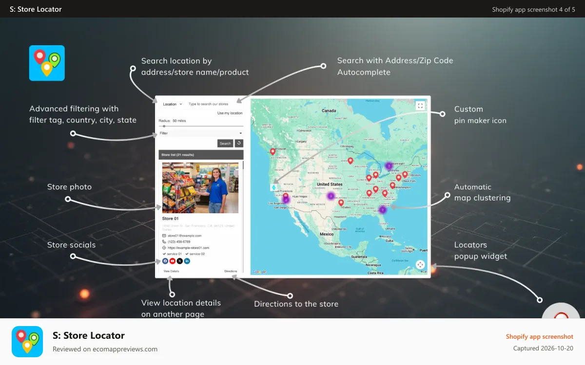 S: Store Locator Shopify app screenshot: Store locator 03