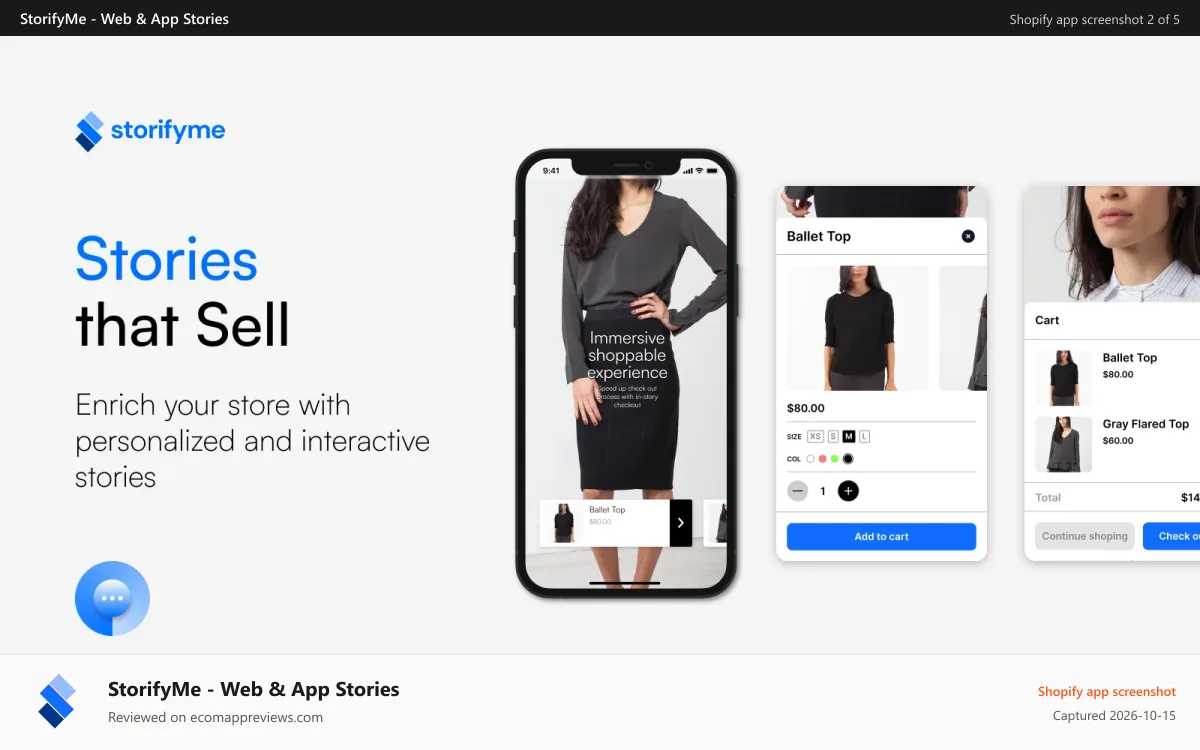 StorifyMe ‑ Web & App Stories Shopify app screenshot: Immersive Shoppable Experience