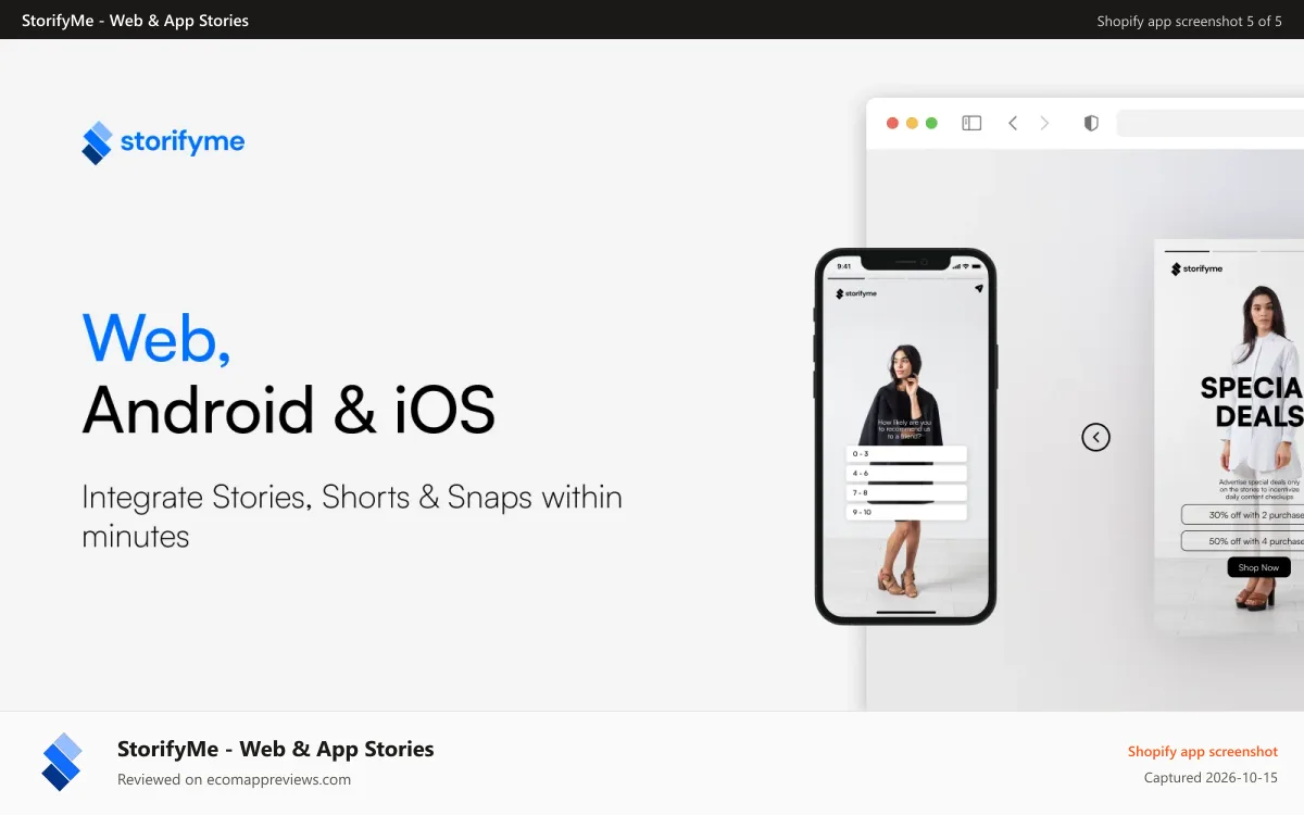 StorifyMe ‑ Web & App Stories Shopify app screenshot: Compatabile with any platform - Web, Android & iOS