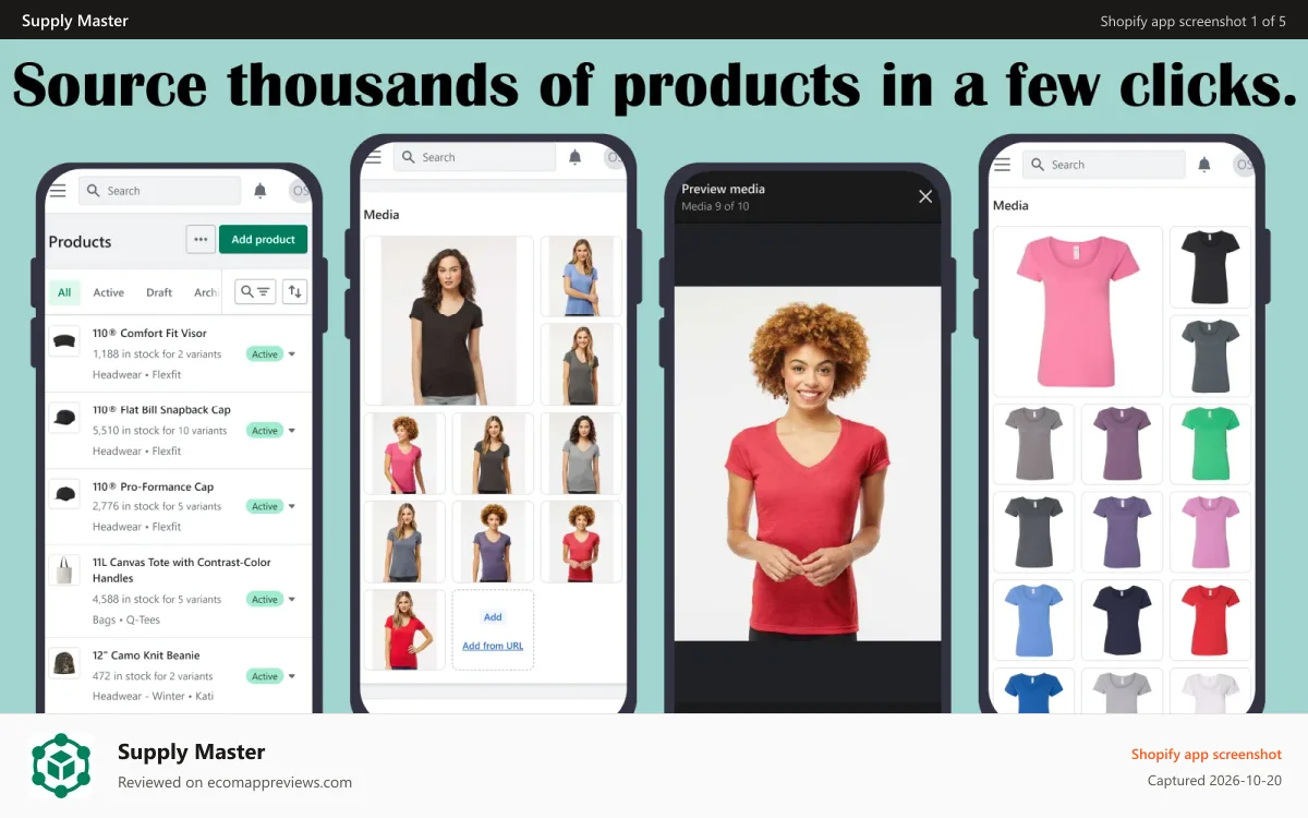 Supply Master Shopify app screenshot: Source thousands of products in a few clicks