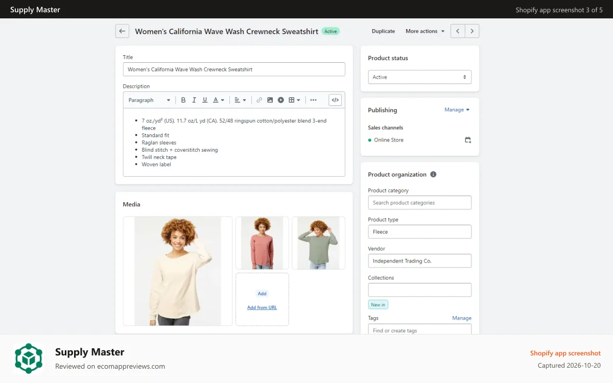 Supply Master Shopify app screenshot: Select products for auto-sync of all fields & metafields